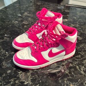 NIKE DUNK HIGH SNEAKERS - WHITE/PINK PRIME - WOMEN'S 9.5.   Excellent condition